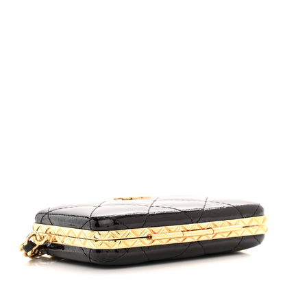 Chanel Glazed Goatskin Quilted Small Box With Chain Black 4 of 11