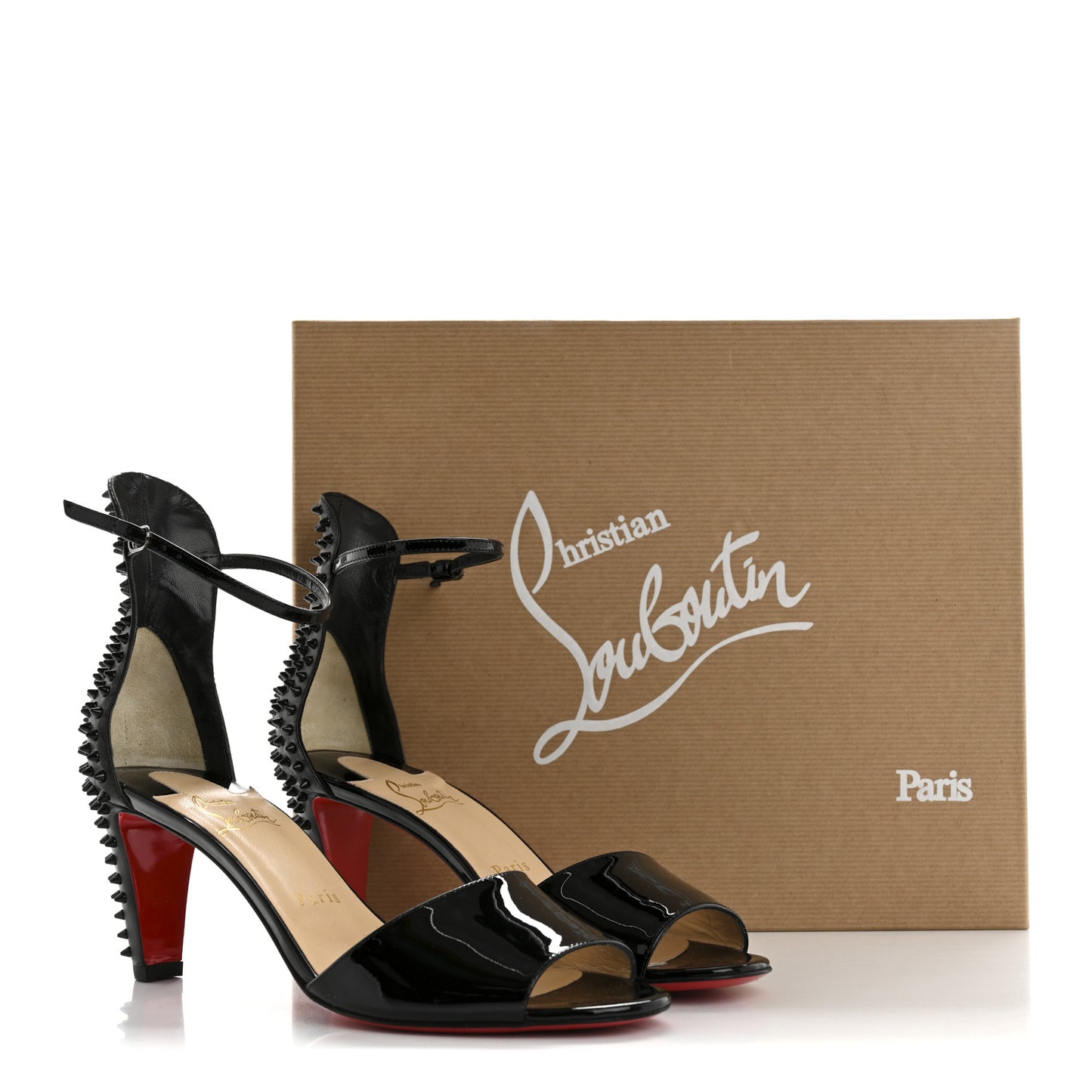 Patent Nappa Trezanita 70 Ankle Strap Sandals 37.5 Black