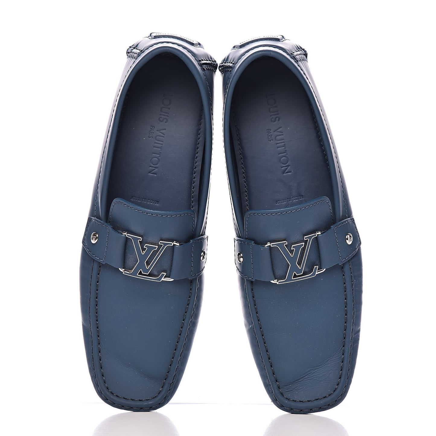Calfskin Mens Monte Carlo Car Shoe Moccasin Loafers 9.5 Blue