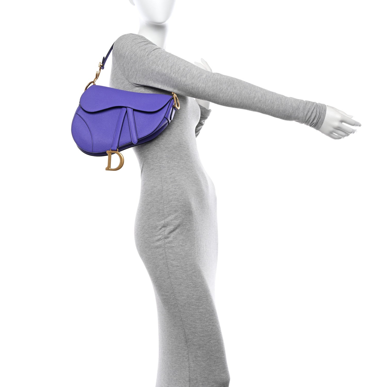 Christian Dior Grained Calfskin Saddle Bag Purple 2 of 11