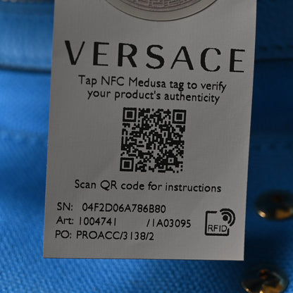 Versace Canvas Calfskin La Medusa Tote Bag Blue 7 of 11