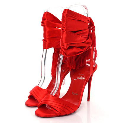 Christian Louboutin Crepe Satin Sevillana 100 Sandal 37.5 Ole 3 of 8