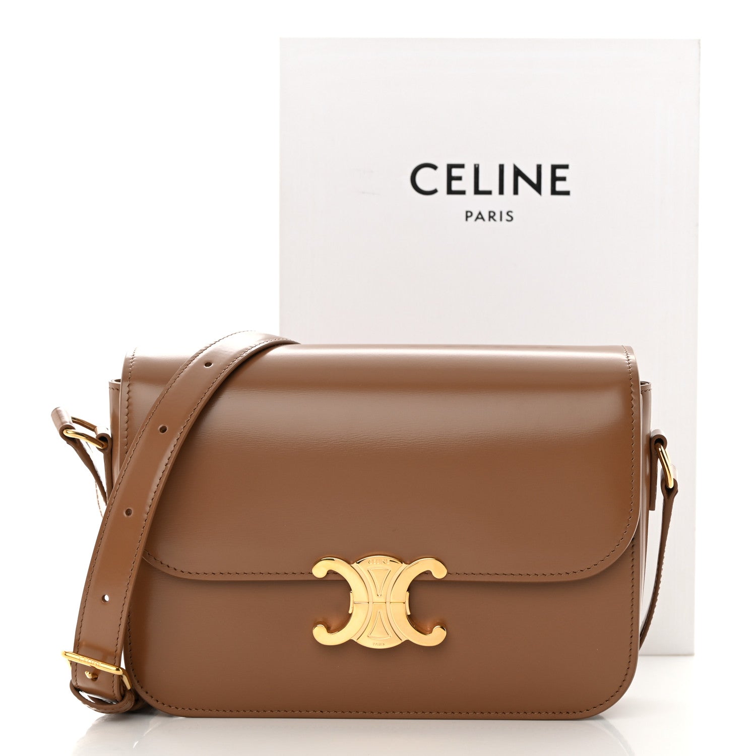 Celine Shiny Calfskin Medium Triomphe Bronze 14 of 14