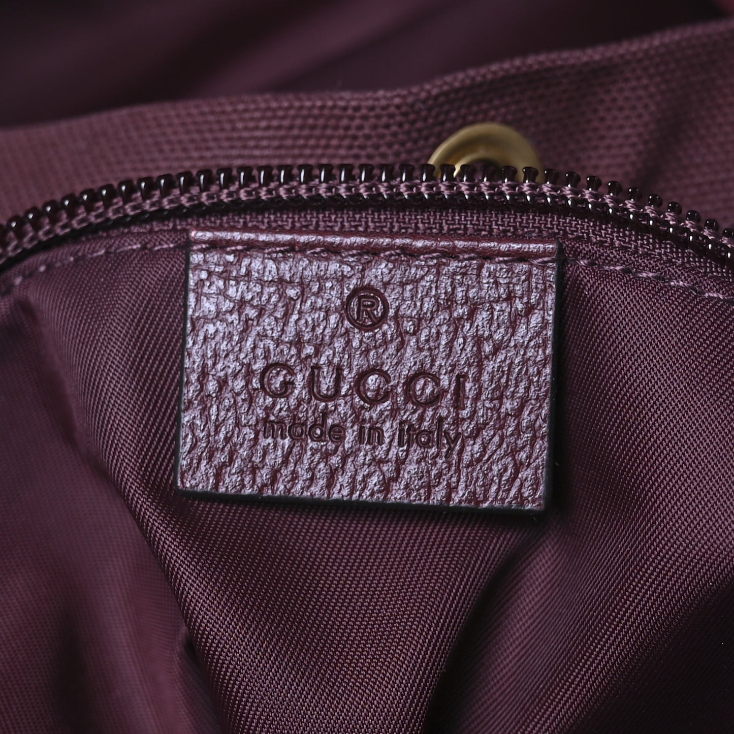 GG Monogram Script Logo Large Double Pocket Backpack Sahara Rubino Bordeaux