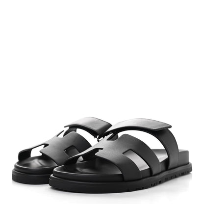 Hermes Calfskin Womens Chypre Sandals 36 Black 3 of 8