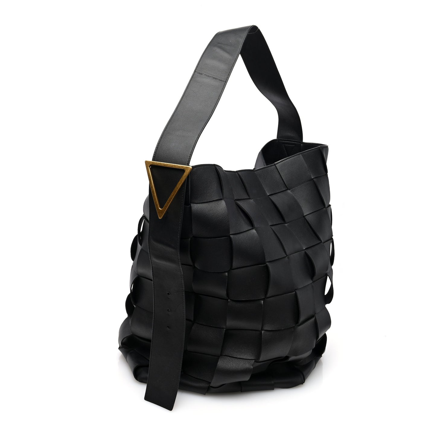 Nappa Maxi Intreccio Large Shoulder Bag Black