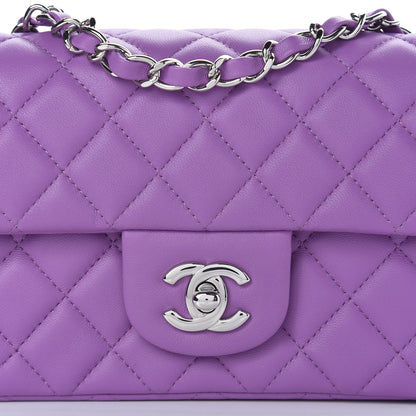 Chanel Lambskin Quilted Mini Rectangular Flap Purple 10 of 11