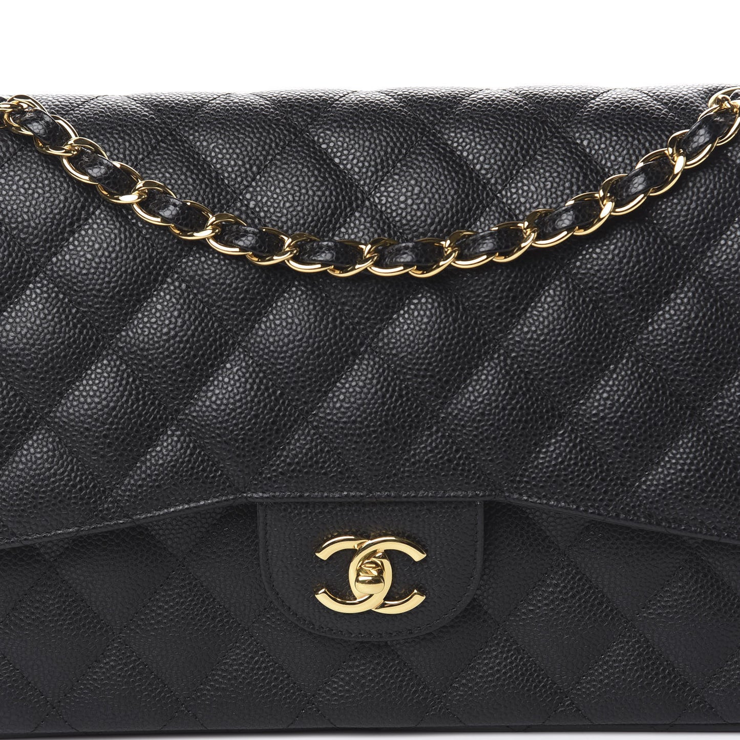 Caviar Quilted Jumbo Double Flap Black