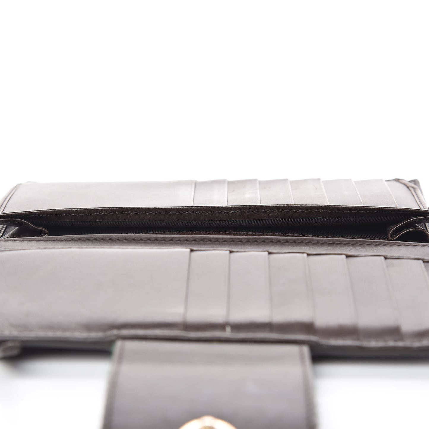 Monogram Calfskin Ladies Web Continental Wallet Beige Ebony Cocoa