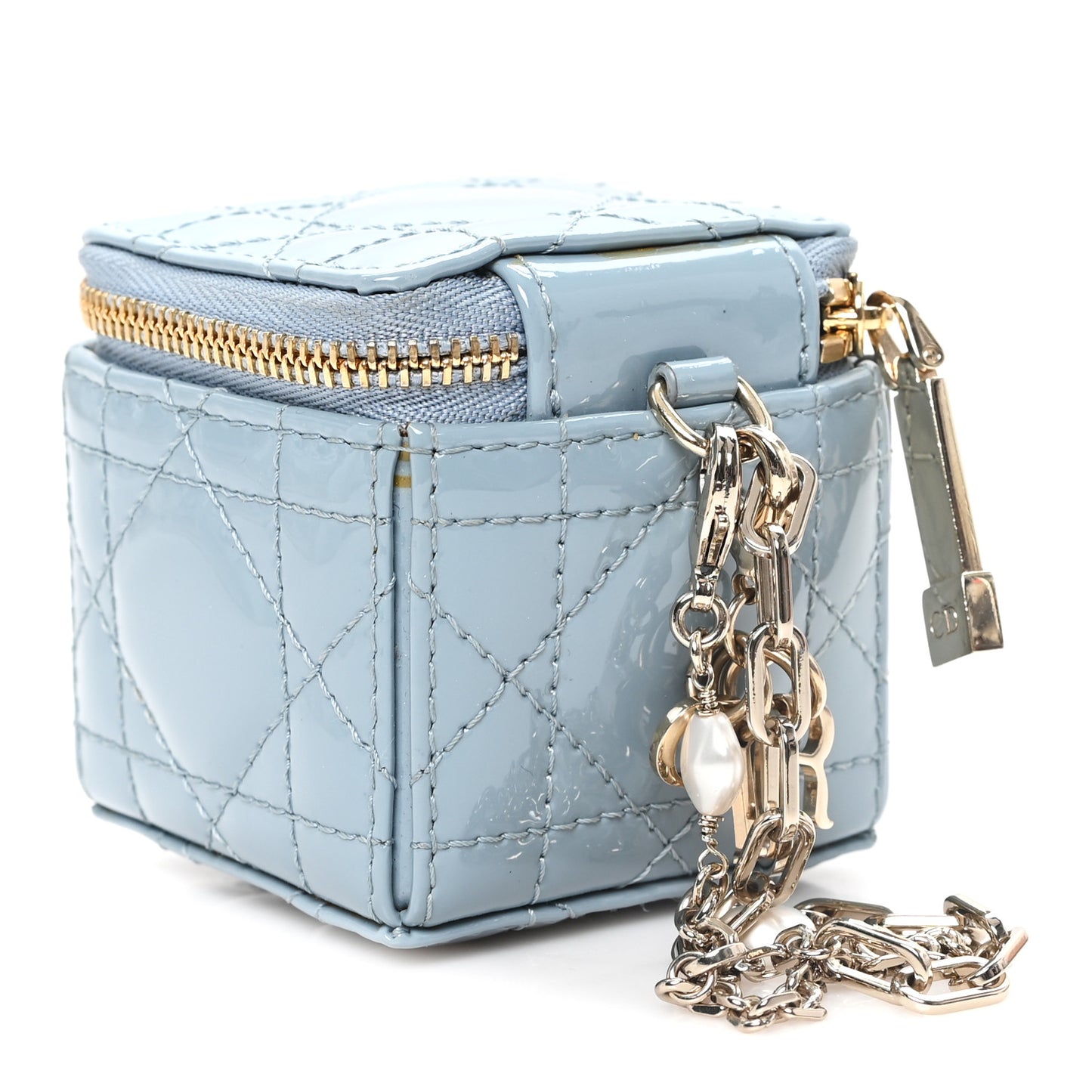 Patent Cannage Cube Wristlet Blue