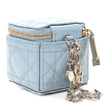 Christian Dior Patent Cannage Cube Wristlet Blue 3 of 6