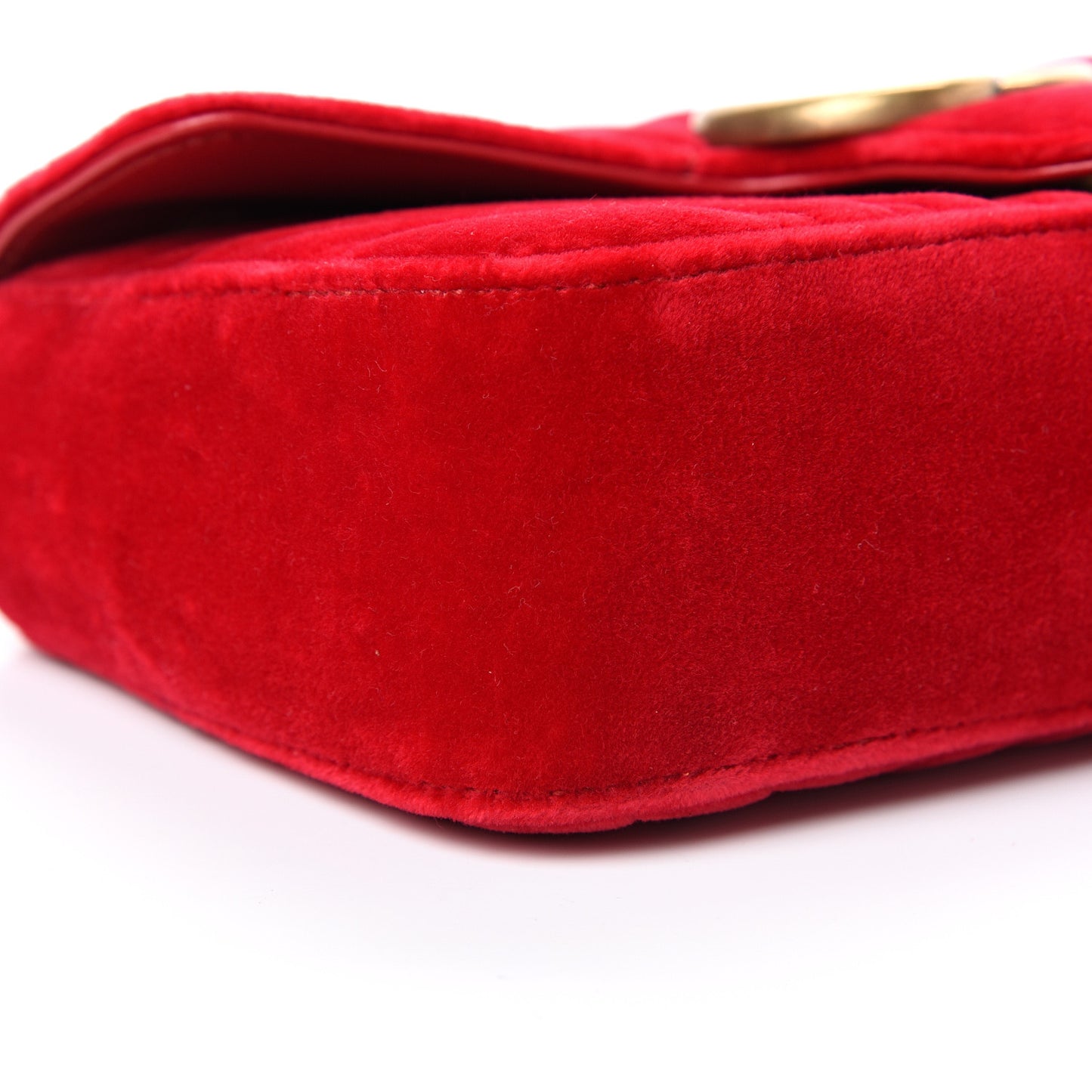Velvet Matelasse Mini GG Marmont Shoulder Bag Hibiscus Red