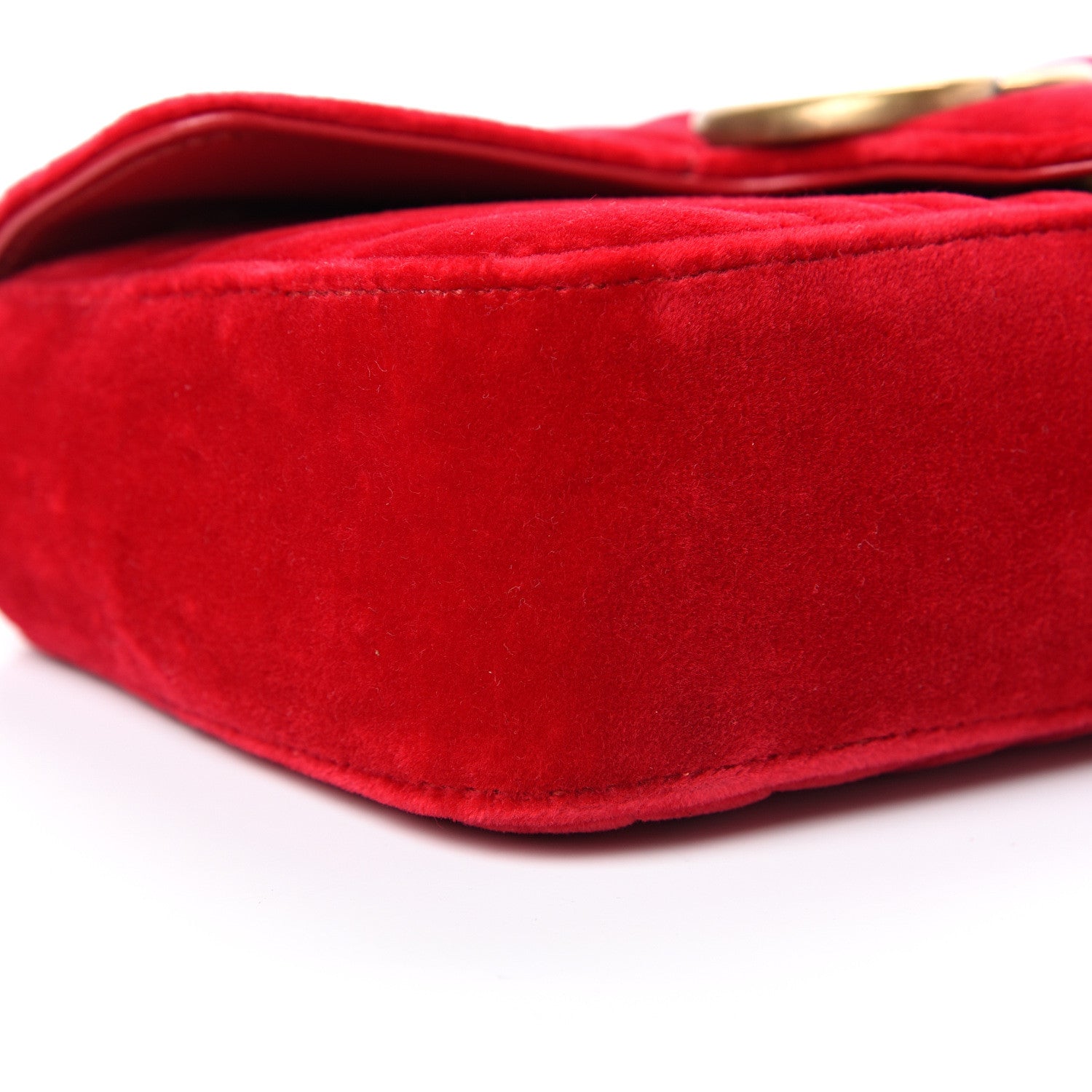 Gucci Velvet Matelasse Mini GG Marmont Shoulder Bag Hibiscus Red 8 of 12