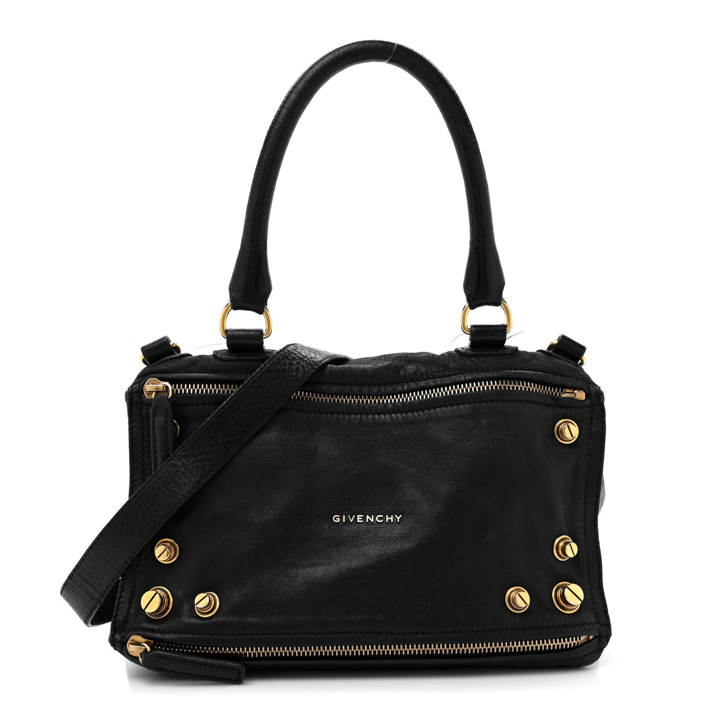 Pebbled Calfskin Medium Bolt Stud Pandora Black