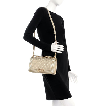 Chanel Perforated Lambskin Medium Boy Flap Light Gold 2 of 7