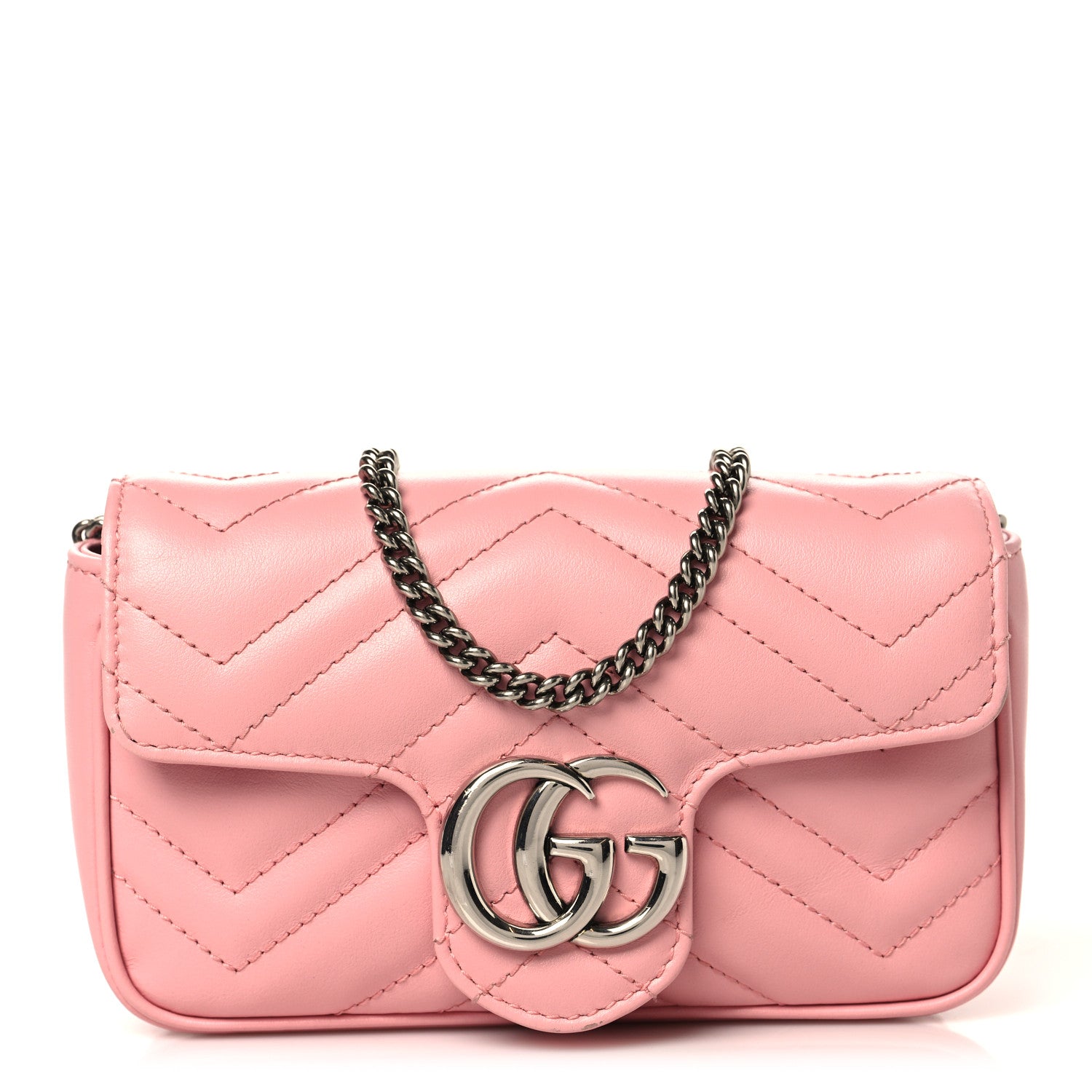 Gucci Calfskin Matelasse Super Mini GG Marmont Shoulder Bag Wild Rose 1 of 12