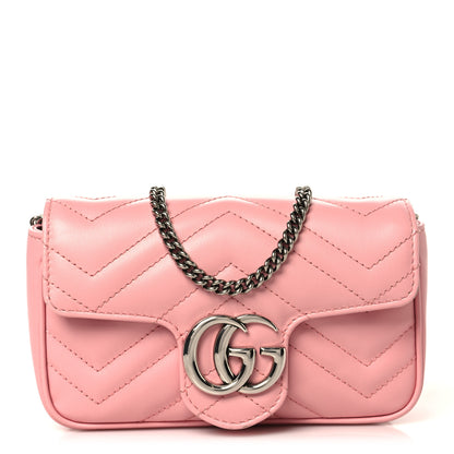 Gucci Calfskin Matelasse Super Mini GG Marmont Shoulder Bag Wild Rose 1 of 12