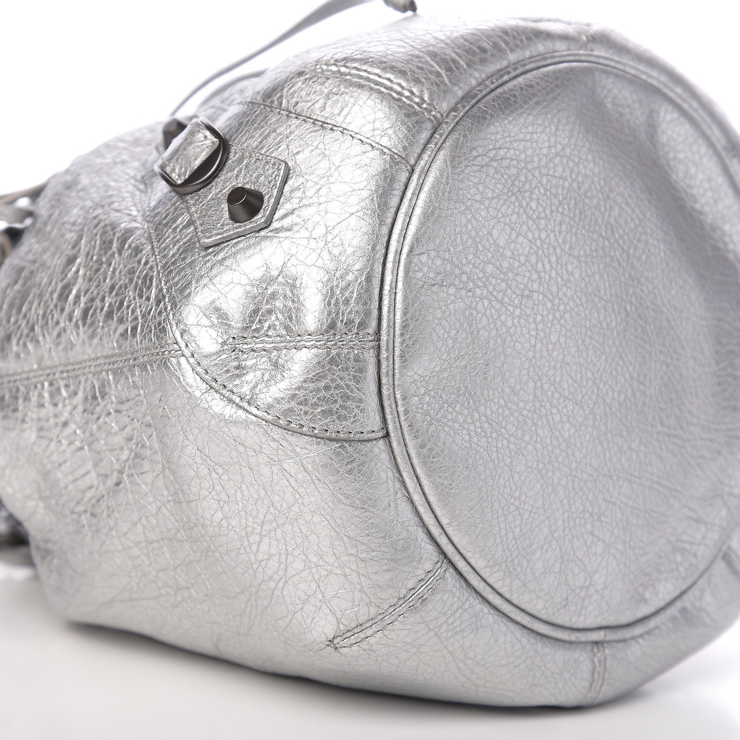 Balenciaga Metallic Agneau Classic Hardware Mini Pompon Gris Aluminum 8 of 9