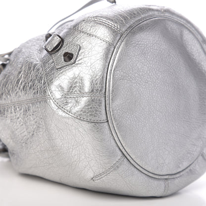 Balenciaga Metallic Agneau Classic Hardware Mini Pompon Gris Aluminum 8 of 9