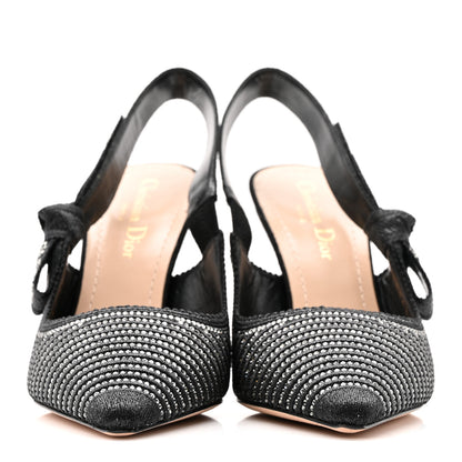 Christian Dior Cotton Laminated Strass J'Adior Slingback 100mm Pumps 37 Black 3 of 13