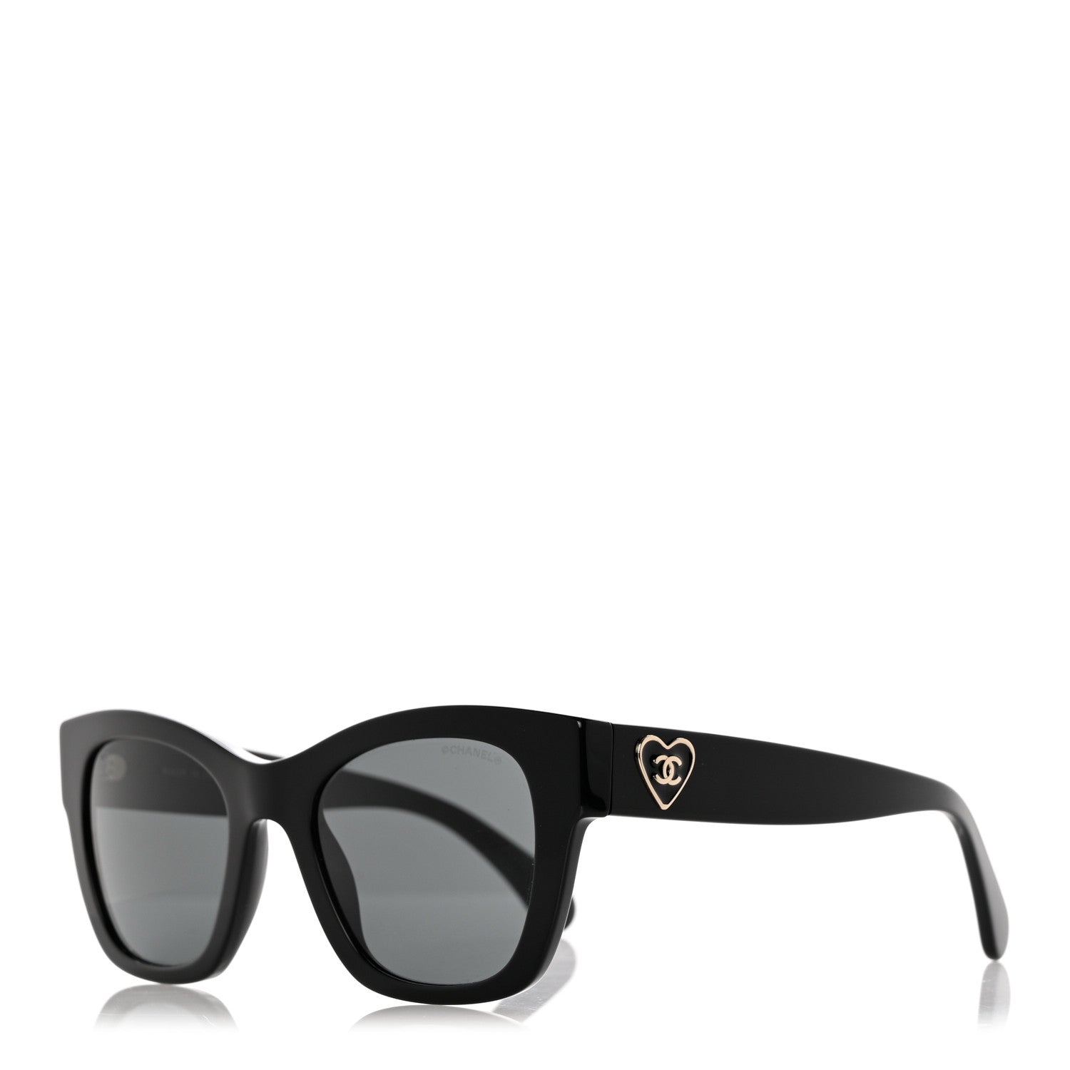 Chanel Acetate Square CC Heart Sunglasses 5478 Black 1 of 8