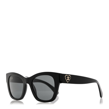 Chanel Acetate Square CC Heart Sunglasses 5478 Black 1 of 8
