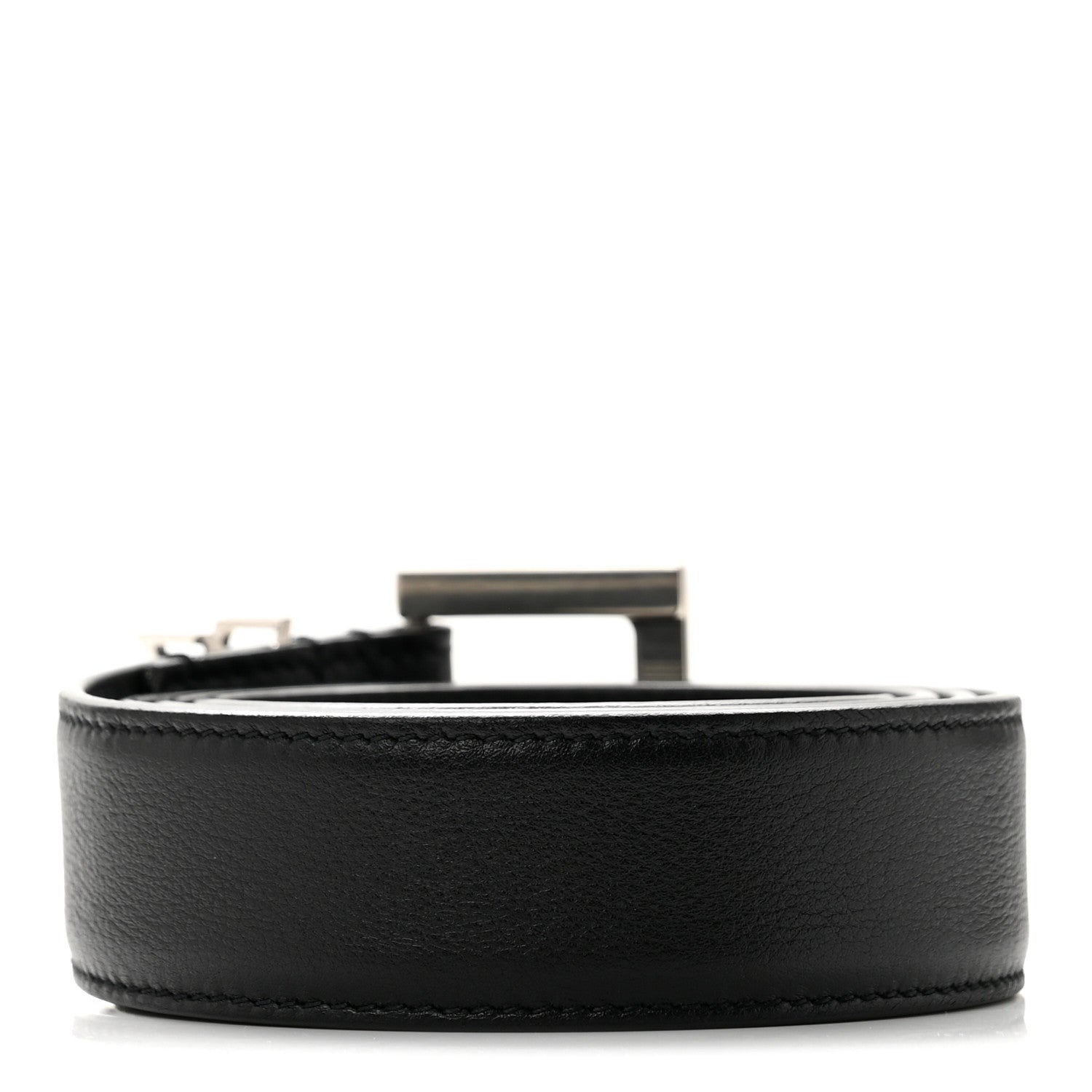 Saint Laurent Smooth Calfskin Monogram Square Buckle Belt 85 34 Black 2 of 7