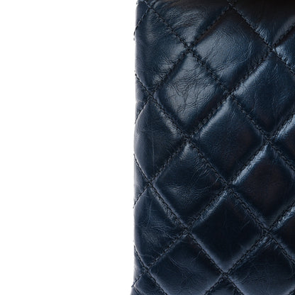 Chanel Glazed Calfskin Quilted Coco Pleats Clutch Navy 14 of 16