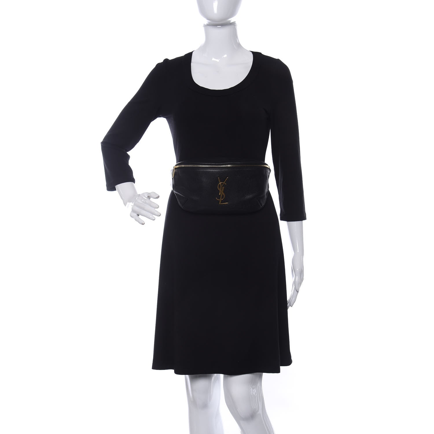 Saint Laurent Grain De Poudre Monogram Belt Bag Black 2 of 10