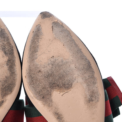 Gucci Suede Web Bow Point Toe Ballerina Flats 38.5 Black 11 of 11