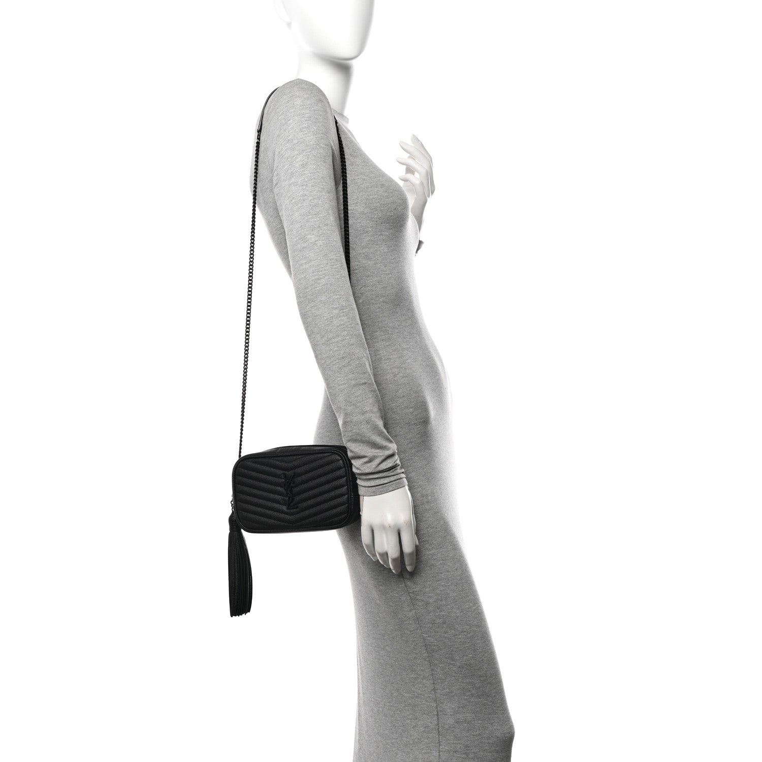 Saint Laurent Grain De Poudre Matelasse Monochrome Monogram Mini Lou Camera Bag Black 2 of 10