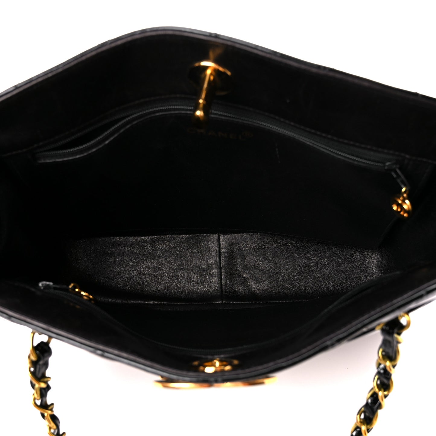 Patent Quilted CC Shoulder Bag Black
