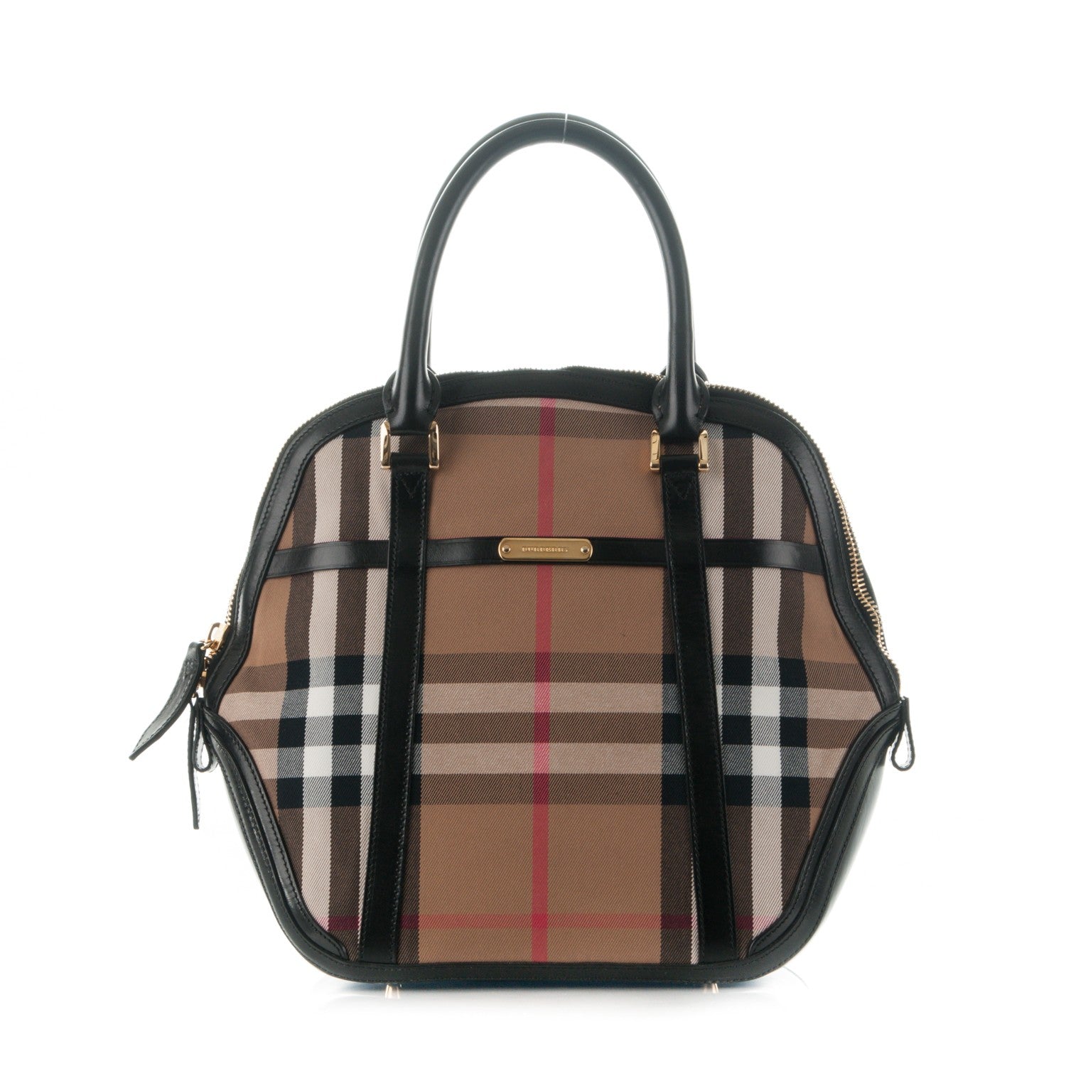 Burberry Bridle Calfskin House Check Medium Orchard Bowling Bag Black 1 of 8
