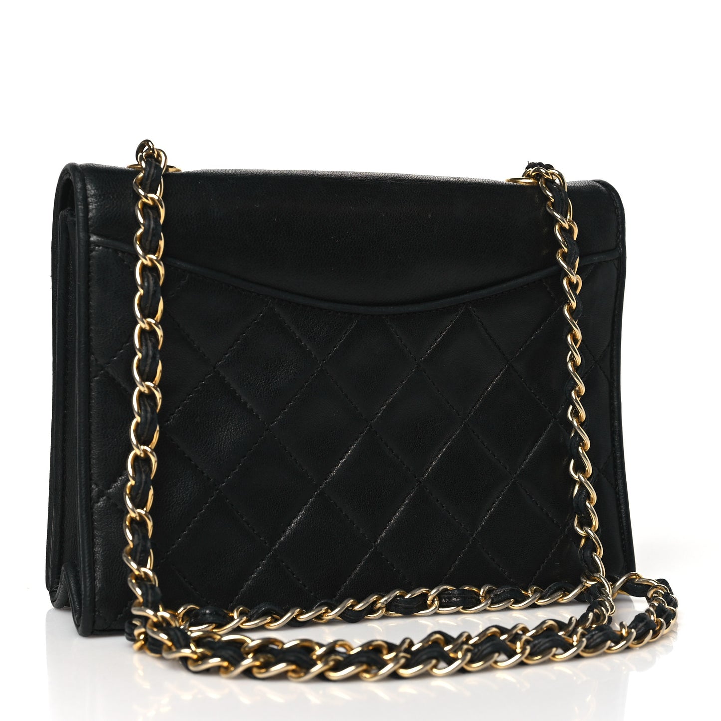 Lambskin Quilted Flap Shoulder Bag Black
