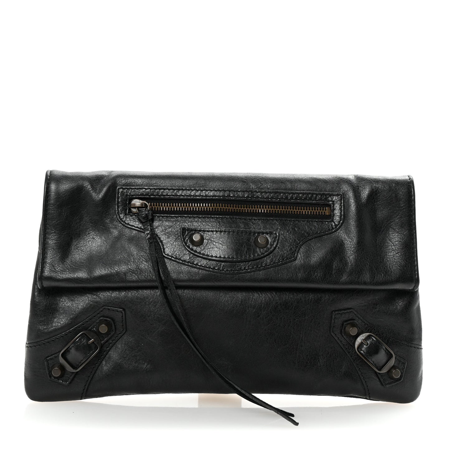 Agneau Classic Hardware Envelope Clutch Black