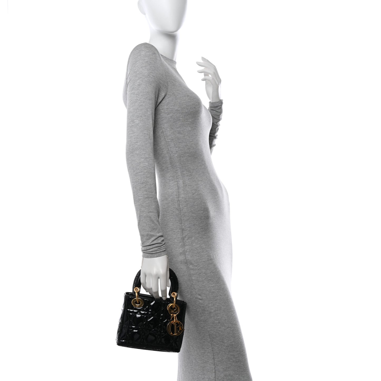 Patent Cannage Mini Lady Dior Black