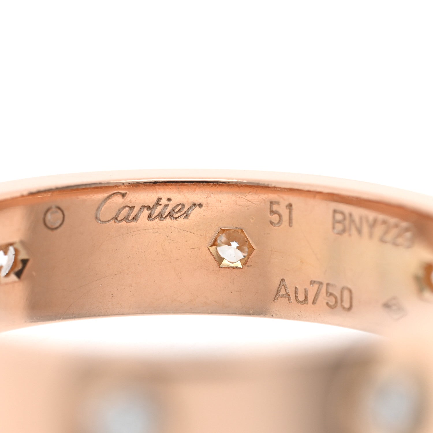 Cartier 18K Pink Gold 8 Diamond 4mm LOVE Wedding Band Ring 51 5.75 4 of 5