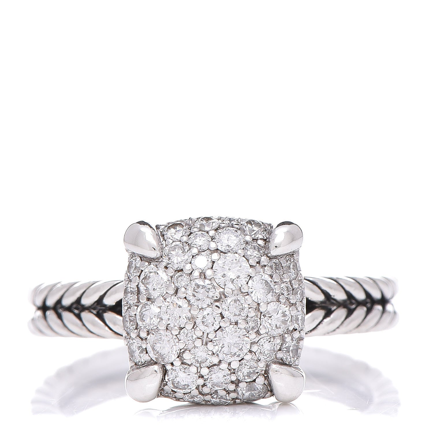 David Yurman Sterling Silver Diamond 11mm Chatelaine Pave Ring 57 8 1 of 5