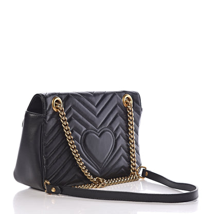 Gucci Calfskin Matelasse Small GG Marmont Shoulder Bag Black 3 of 15