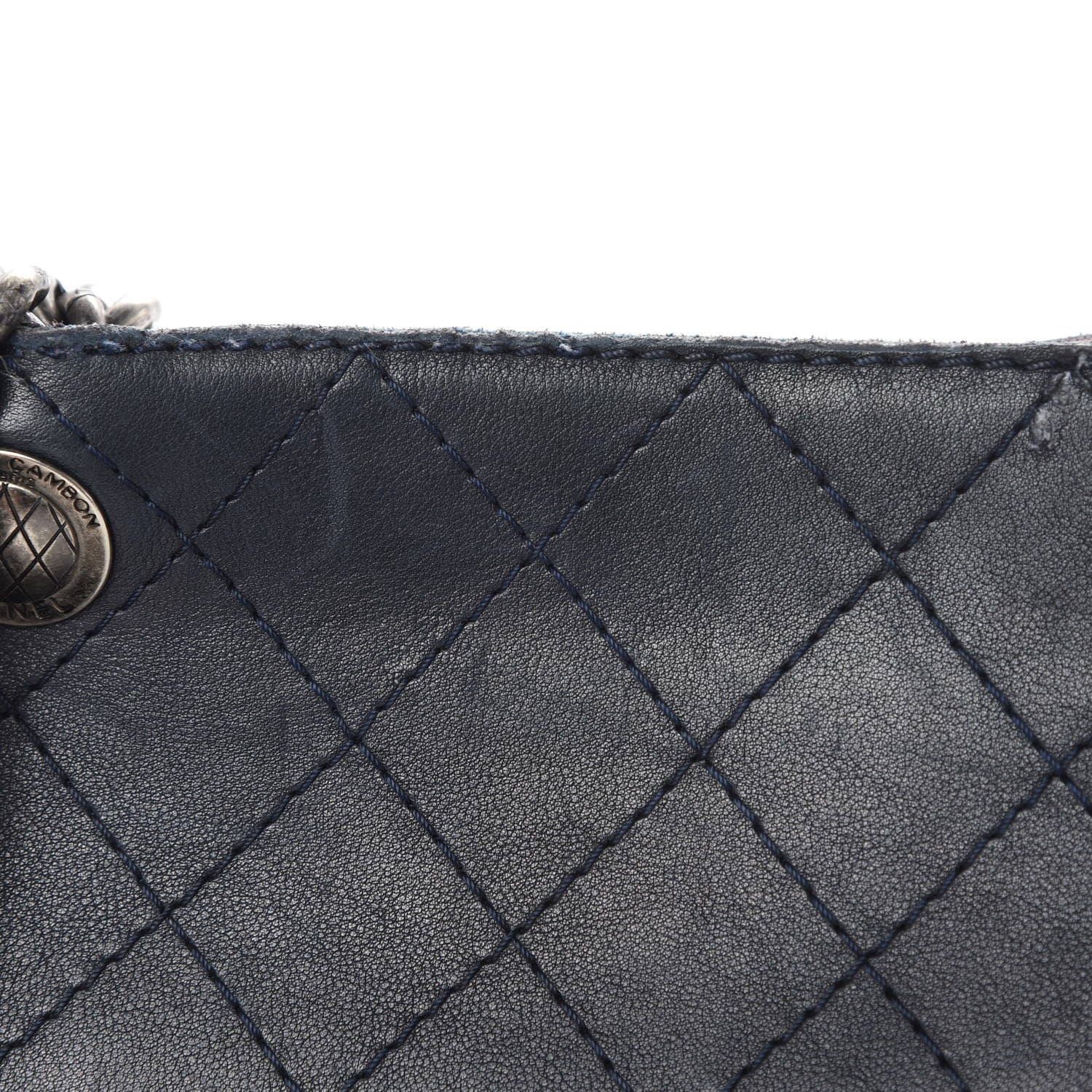 Chanel Calfskin Stitched Shopping Tote Blue 22 of 24