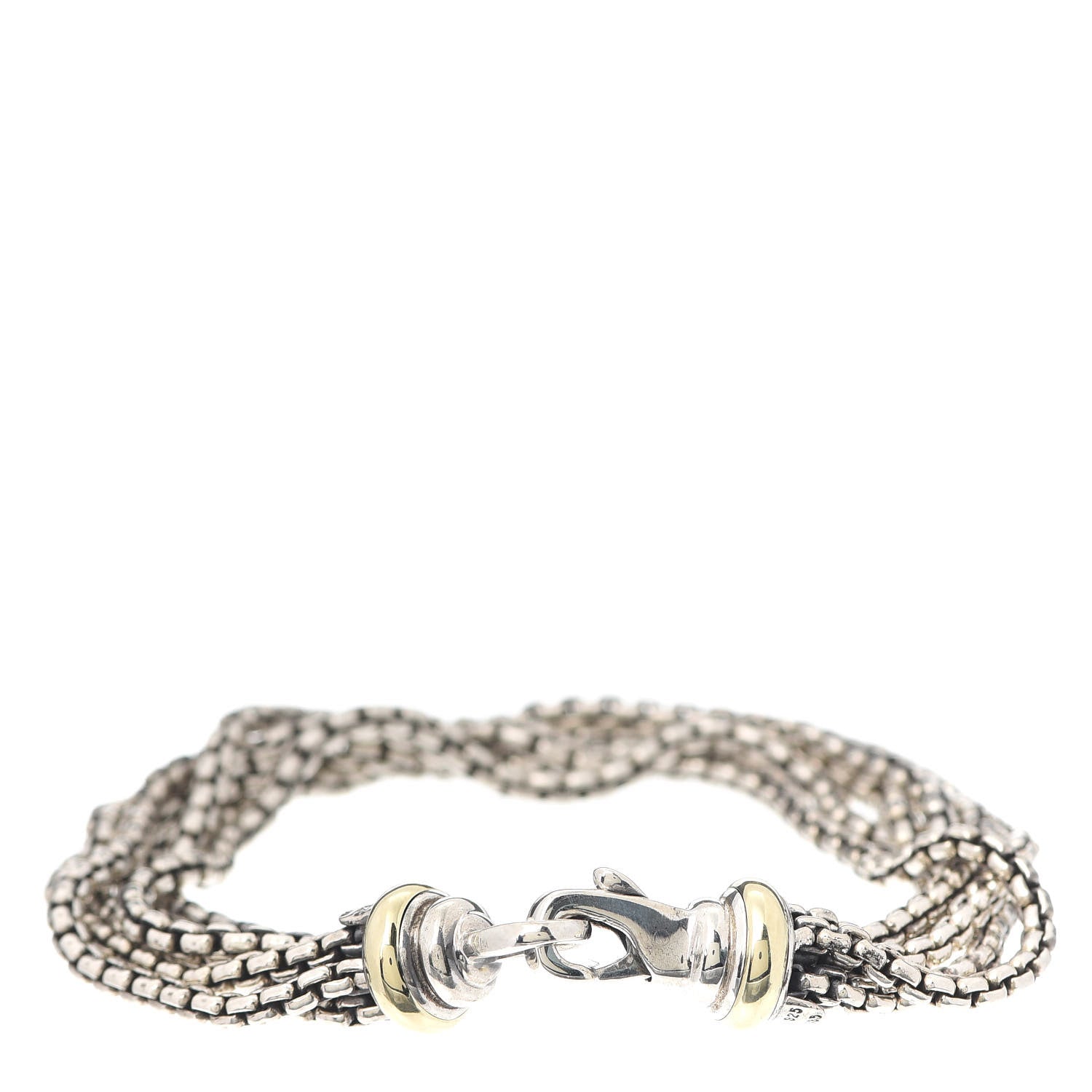 David Yurman Sterling Silver 14K Yellow Gold Six-Row Box Chain Bracelet 3 of 5