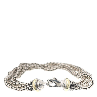 David Yurman Sterling Silver 14K Yellow Gold Six-Row Box Chain Bracelet 3 of 5