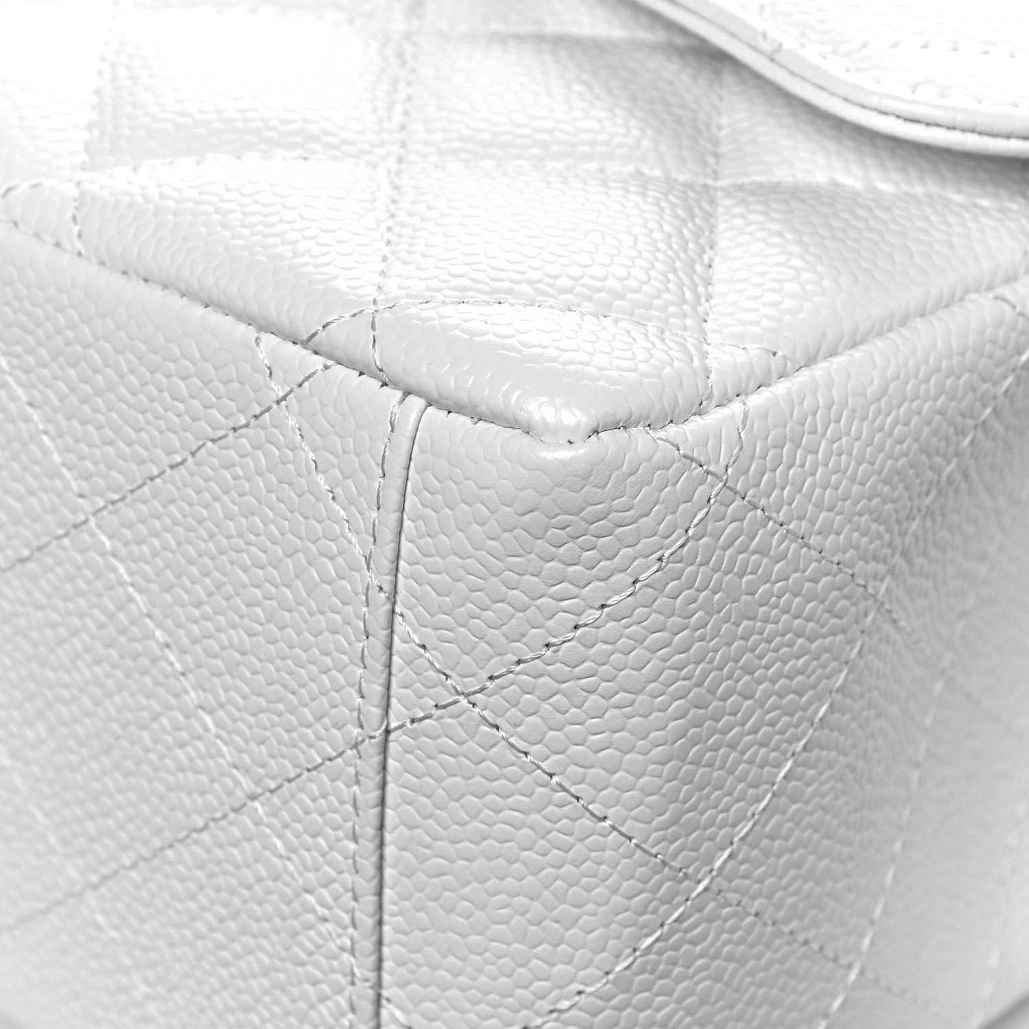 Chanel Caviar Quilted Maxi Double Flap White 10 of 14