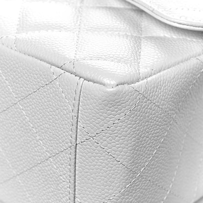 Chanel Caviar Quilted Maxi Double Flap White 10 of 14