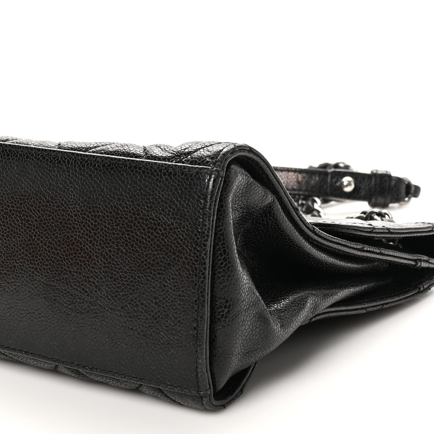 Crumpled Grained Calfskin Jumbo CC Crave Flap Black