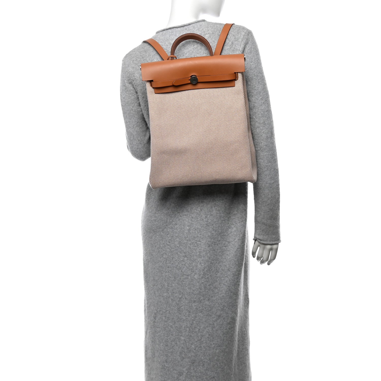 Hermes Vache Hunter Criss Viking Herbag a Dos Retourne Backpack Ecru Beige Naturel 3 of 11