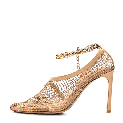 Bottega Veneta Mesh Nappa Chunky Chain Sandals 39.5 Beige Pony 1 of 7