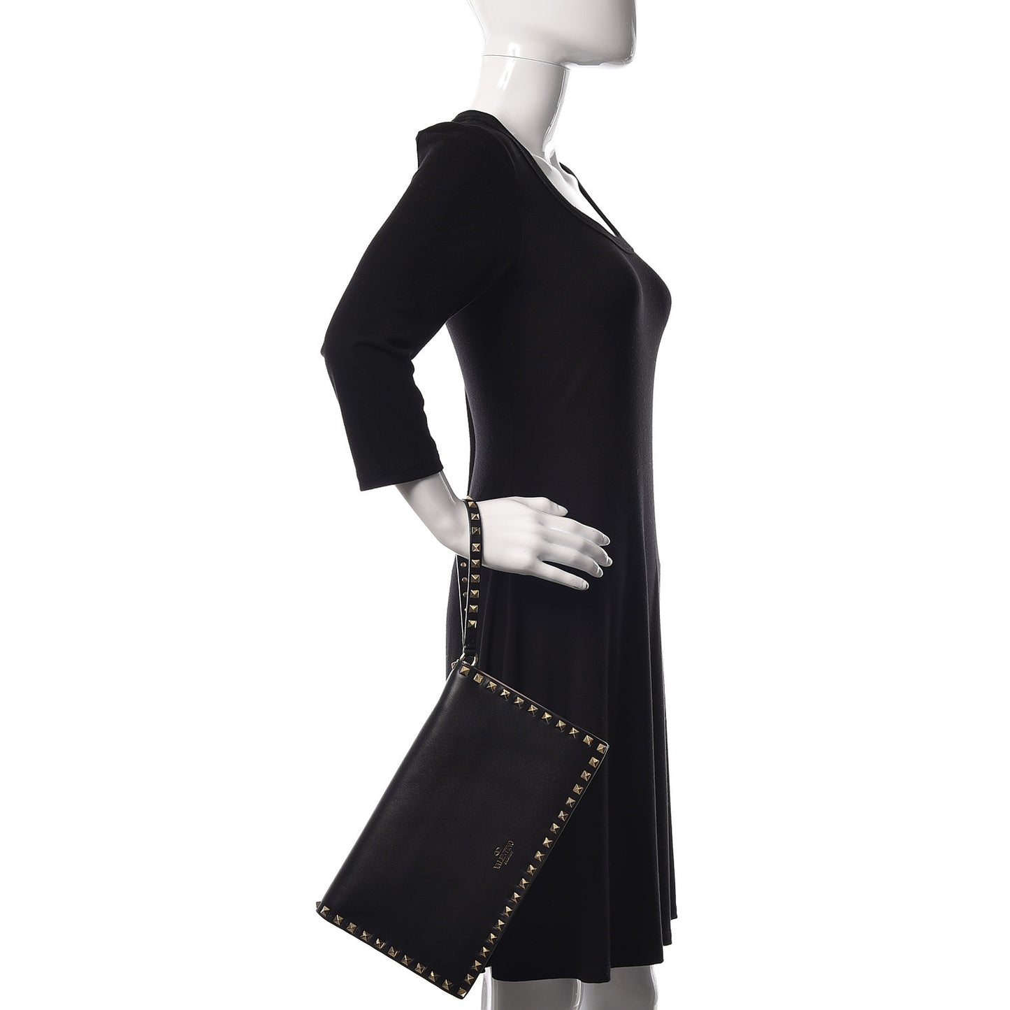 Nappa Rockstud Wristlet Clutch Black