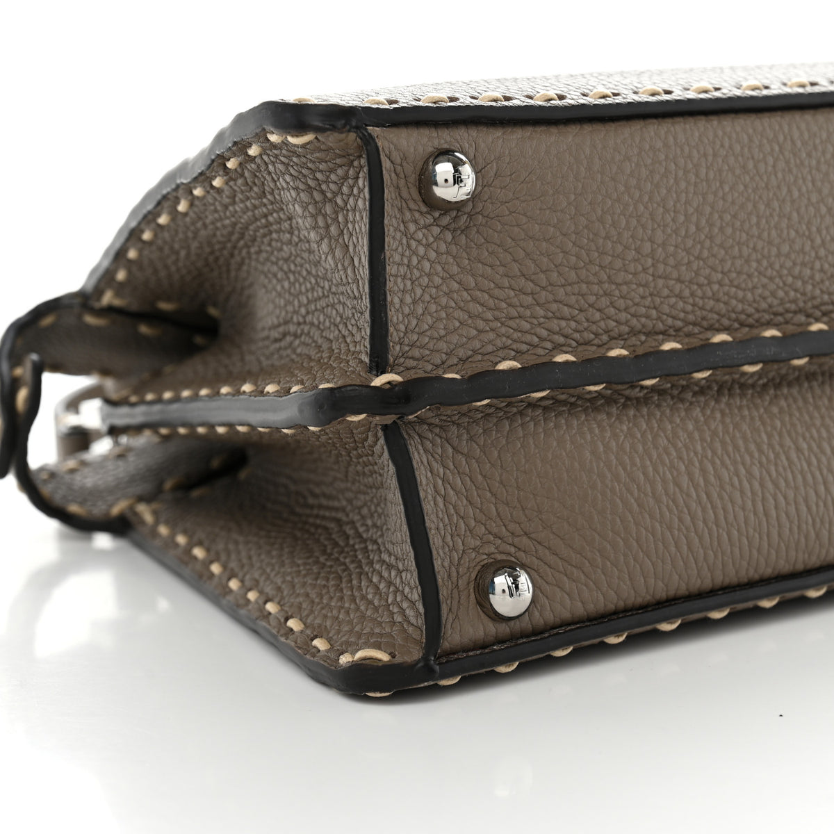 Fendi Vitello Granato Camoscio Selleria Macro Stitchings Small Peekaboo I SEE U Satchel Tartufo 8 of 9