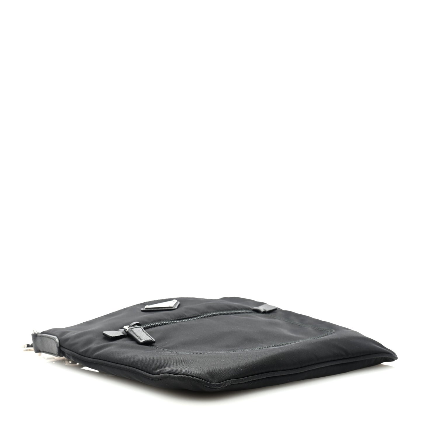 Nylon Saffiano Flat Messenger Bag Black
